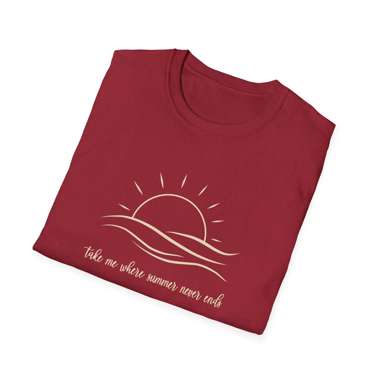 Sunshine Tshirt, Take me where Summer Never Ends T-shirt, Retro Sunset Beach Tee, Positive Vibes Shirt, Gift For Her, Minimalist Sun Top
