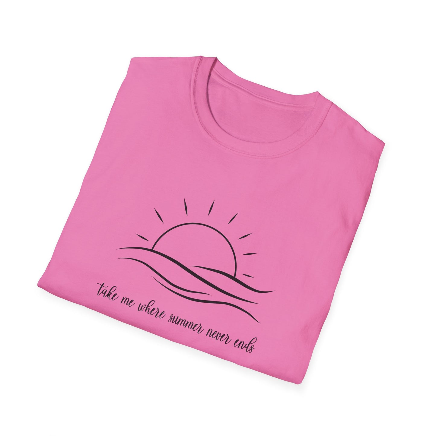 Sunshine Tshirt, Take me where Summer Never Ends T-shirt, Retro Sunset Beach Tee, Positive Vibes Shirt, Gift For Her, Minimalist Sun Top
