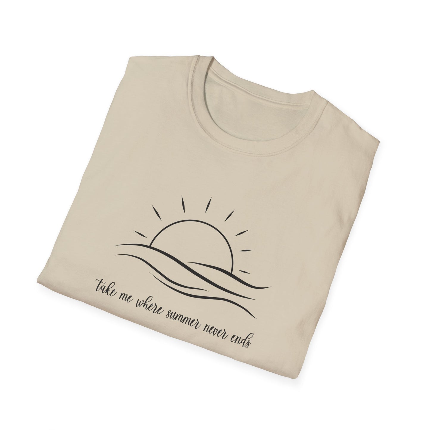 Sunshine Tshirt, Take me where Summer Never Ends T-shirt, Retro Sunset Beach Tee, Positive Vibes Shirt, Gift For Her, Minimalist Sun Top
