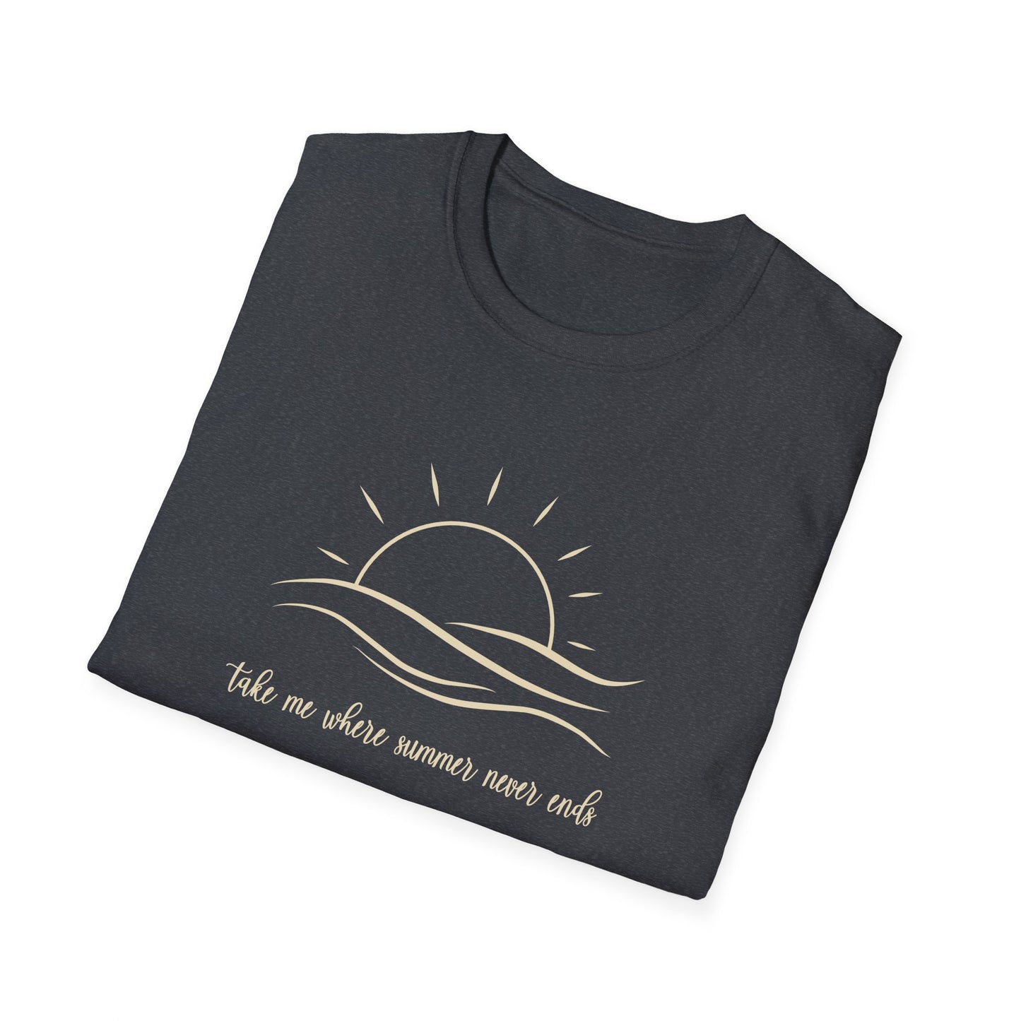 Sunshine Tshirt, Take me where Summer Never Ends T-shirt, Retro Sunset Beach Tee, Positive Vibes Shirt, Gift For Her, Minimalist Sun Top