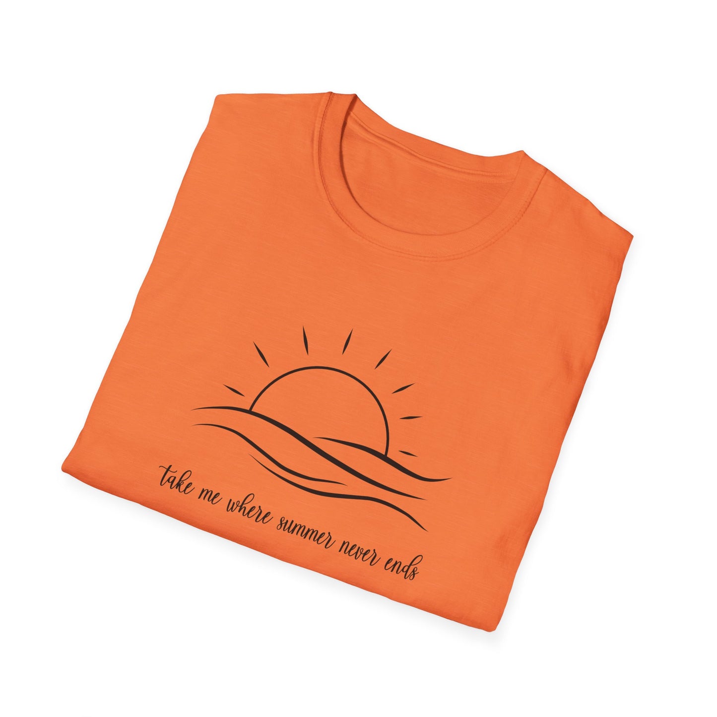 Sunshine Tshirt, Take me where Summer Never Ends T-shirt, Retro Sunset Beach Tee, Positive Vibes Shirt, Gift For Her, Minimalist Sun Top