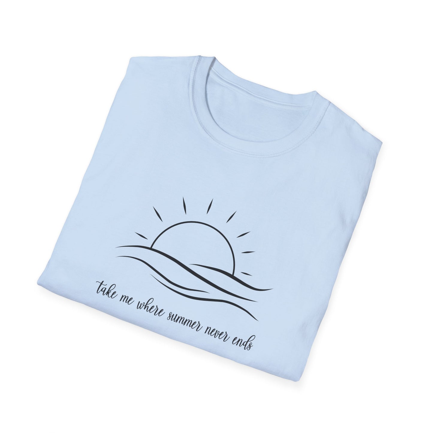 Sunshine Tshirt, Take me where Summer Never Ends T-shirt, Retro Sunset Beach Tee, Positive Vibes Shirt, Gift For Her, Minimalist Sun Top
