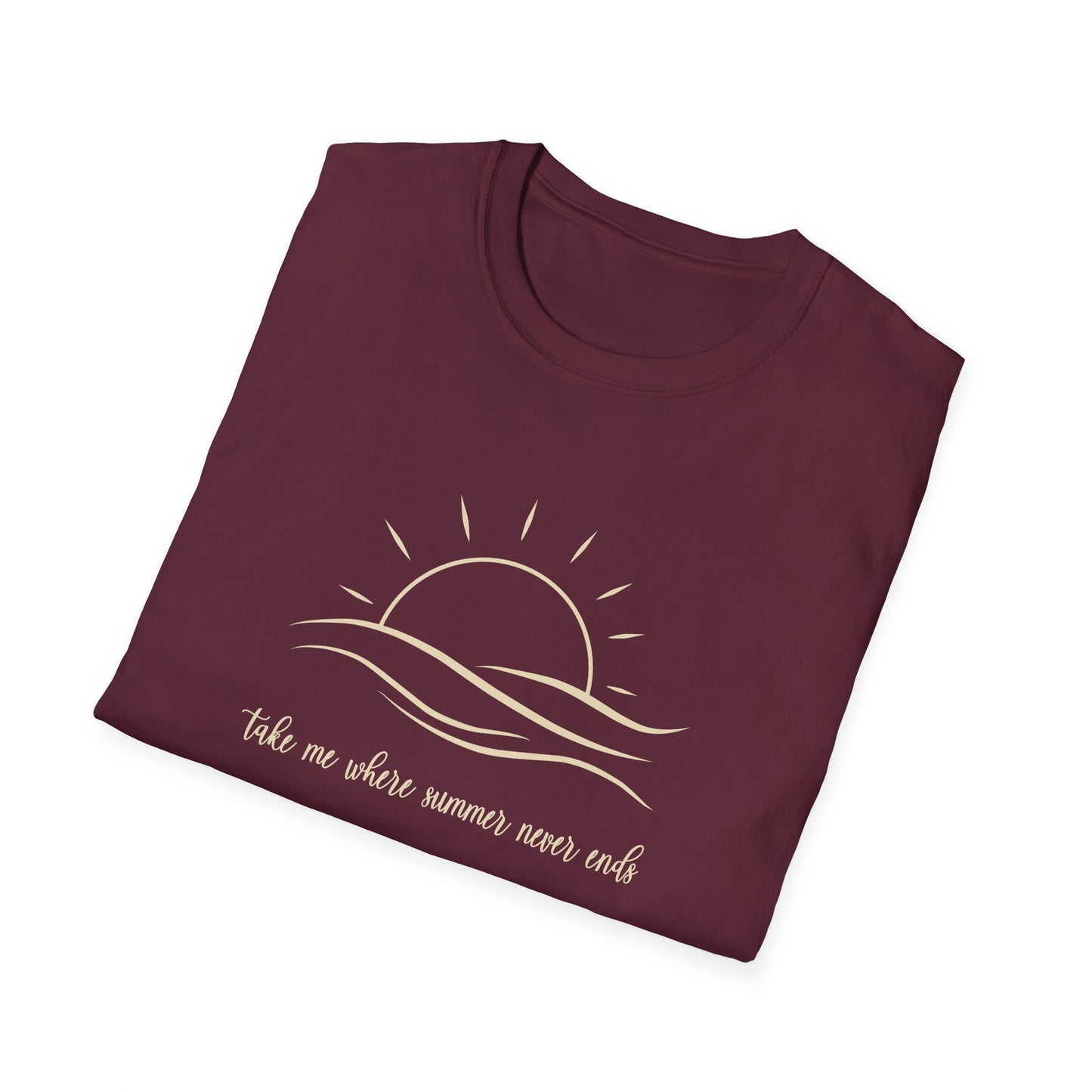 Sunshine Tshirt, Take me where Summer Never Ends T-shirt, Retro Sunset Beach Tee, Positive Vibes Shirt, Gift For Her, Minimalist Sun Top