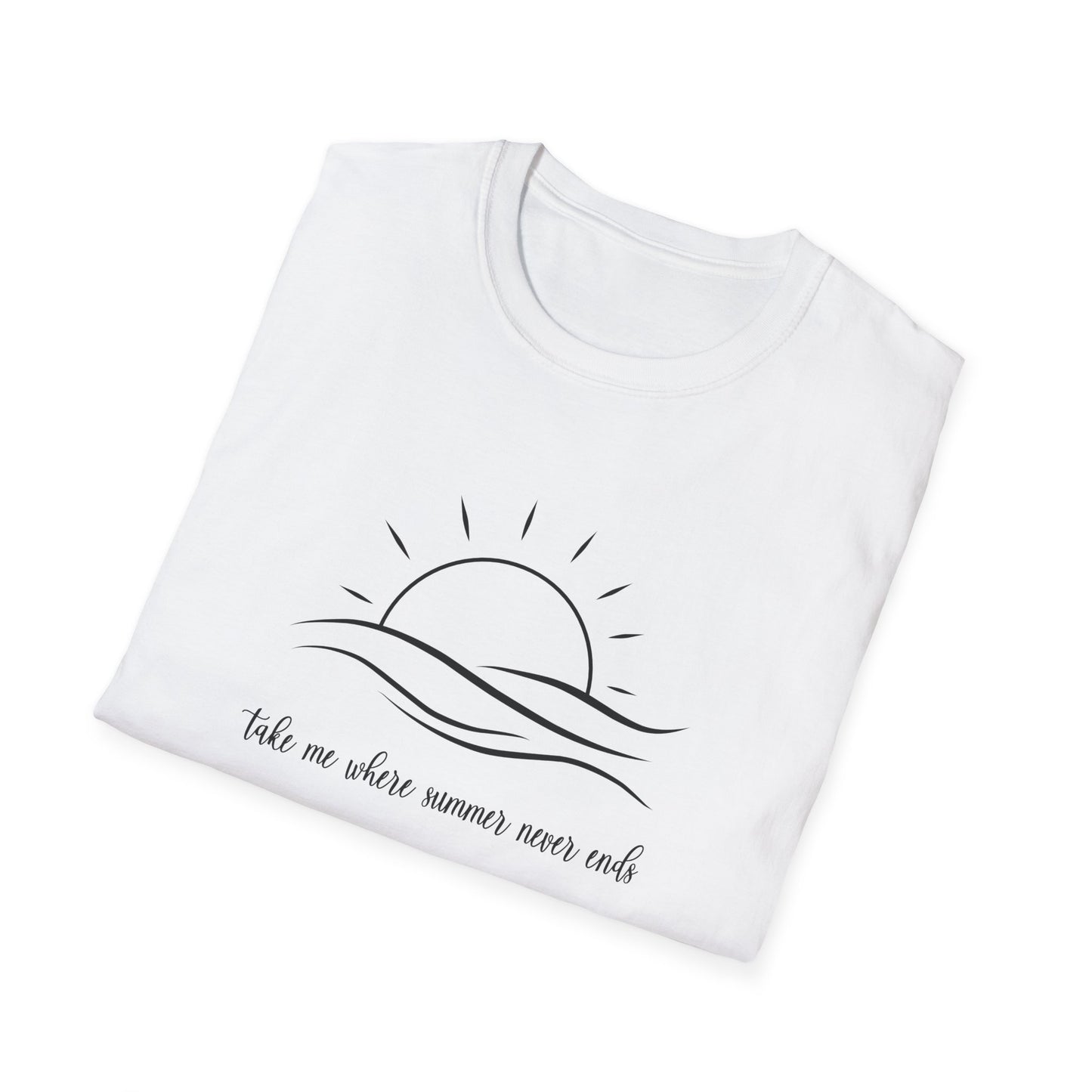 Sunshine Tshirt, Take me where Summer Never Ends T-shirt, Retro Sunset Beach Tee, Positive Vibes Shirt, Gift For Her, Minimalist Sun Top