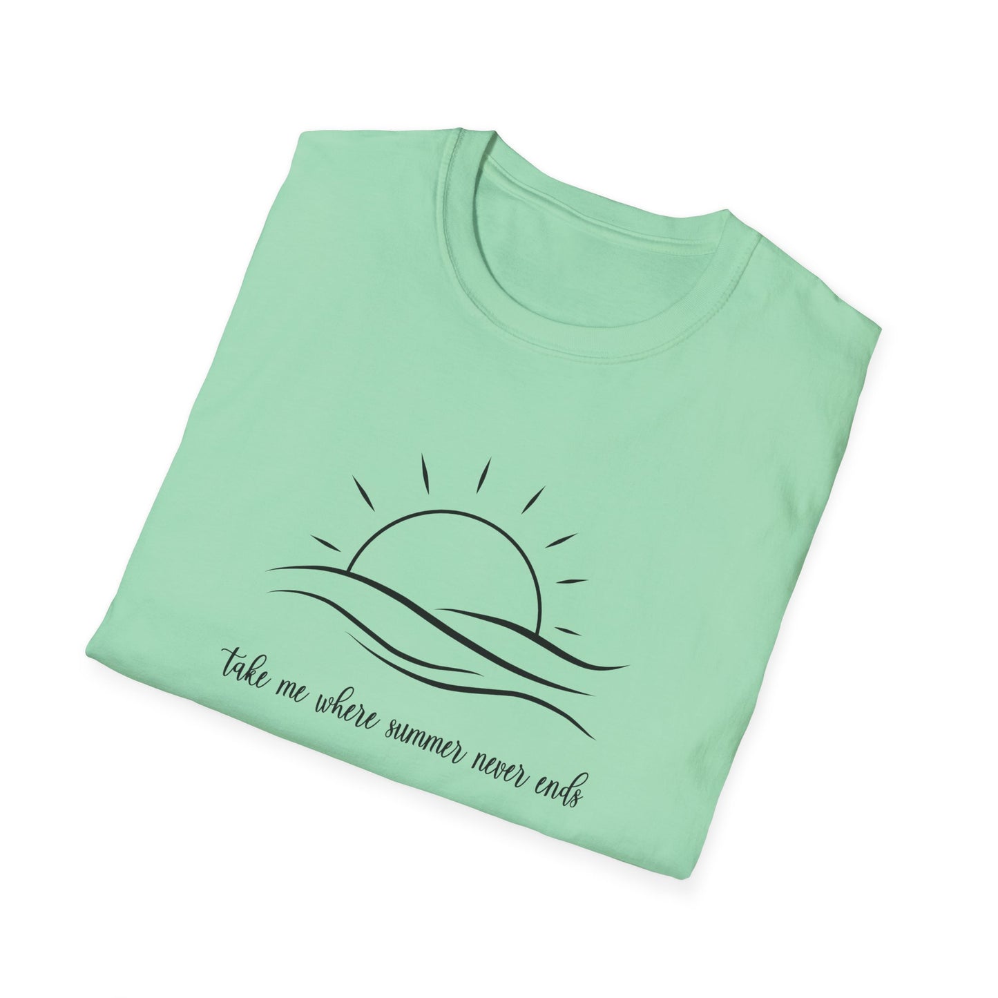 Sunshine Tshirt, Take me where Summer Never Ends T-shirt, Retro Sunset Beach Tee, Positive Vibes Shirt, Gift For Her, Minimalist Sun Top