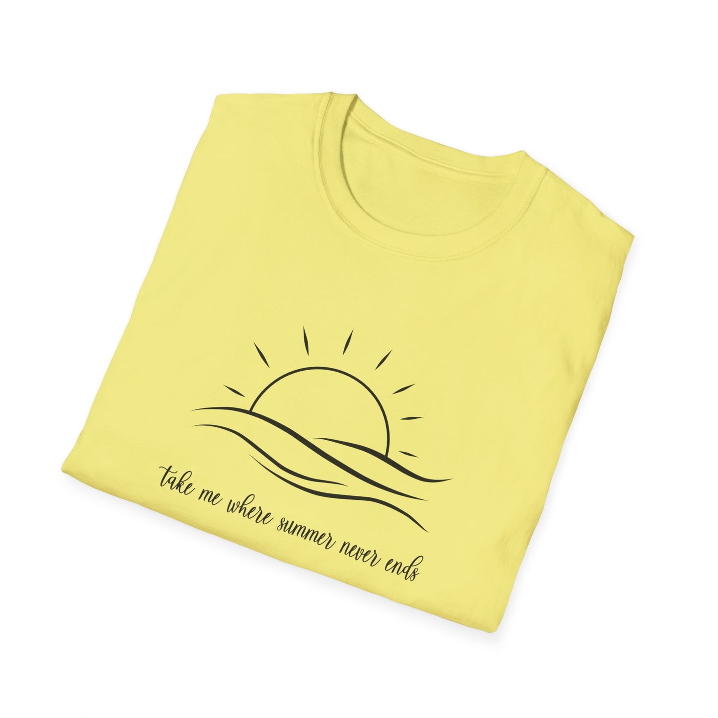 Sunshine Tshirt, Take me where Summer Never Ends T-shirt, Retro Sunset Beach Tee, Positive Vibes Shirt, Gift For Her, Minimalist Sun Top