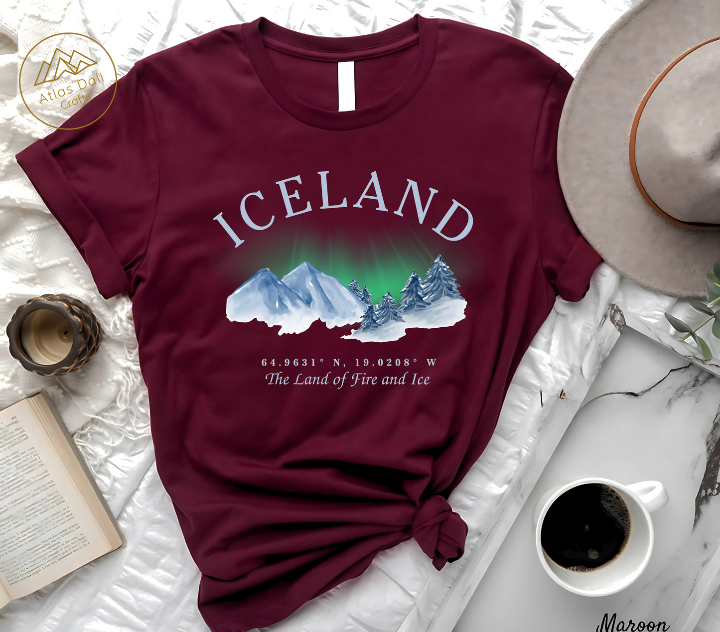 Iceland Souvenir T-Shirt, Northern Lights Shirt, The Land Of Fire and Ice Tee, Iceland Travel Gift, Adventure Shirt, Nordic Landscape Tee