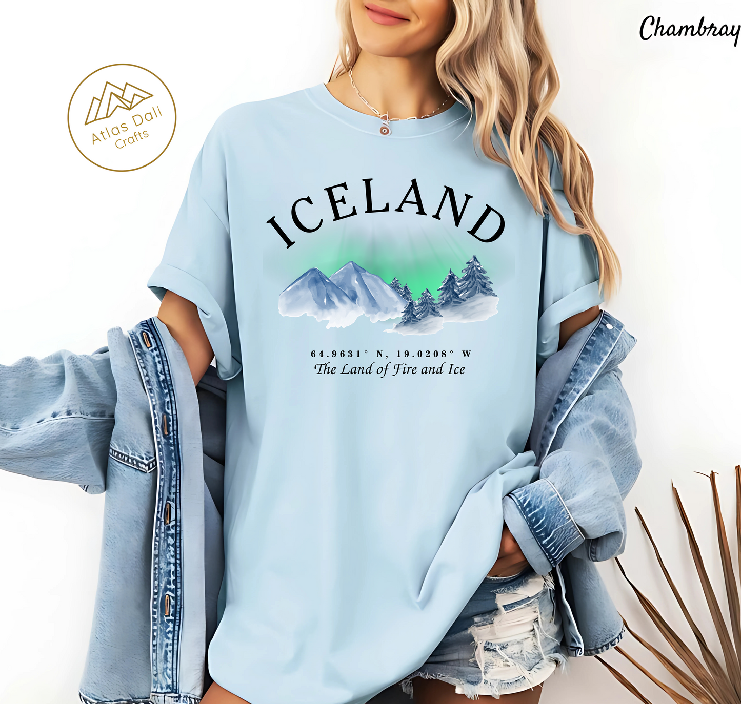 Iceland Souvenir T-Shirt, Northern Lights Shirt, The Land Of Fire and Ice Tee, Iceland Travel Gift, Adventure Shirt, Nordic Landscape Tee