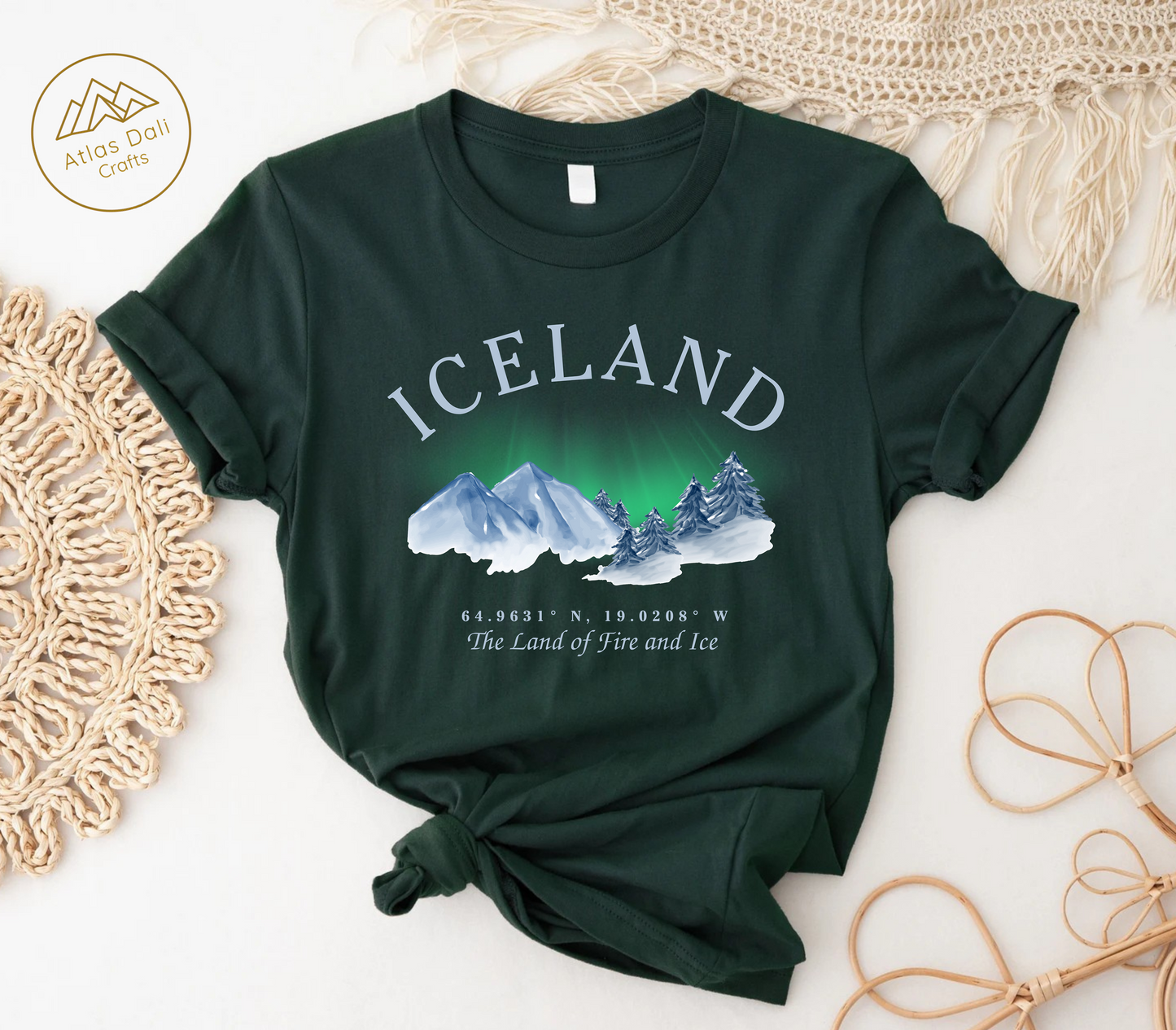 Iceland Souvenir T-Shirt, Northern Lights Shirt, The Land Of Fire and Ice Tee, Iceland Travel Gift, Adventure Shirt, Nordic Landscape Tee