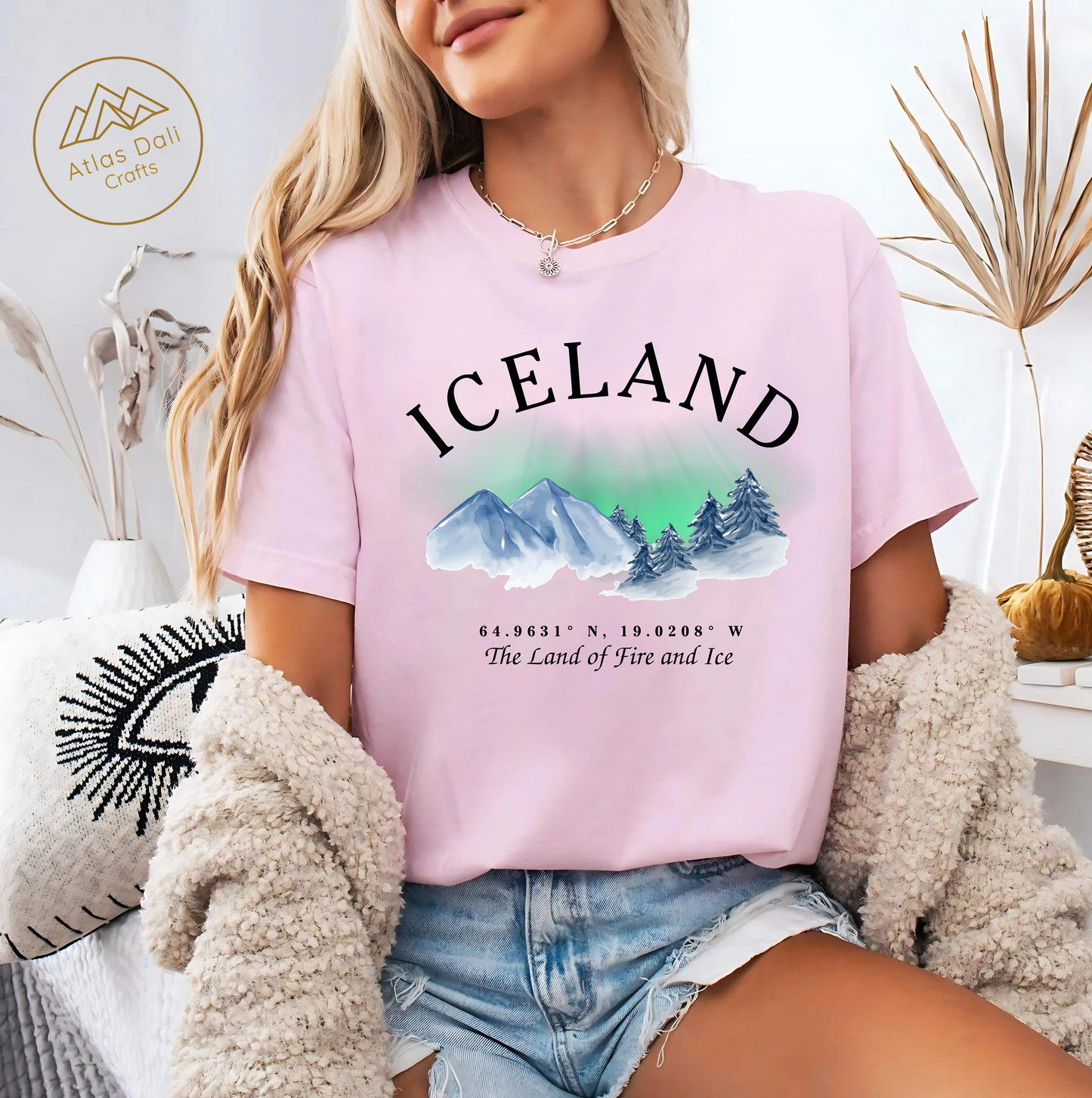 Iceland Souvenir T-Shirt, Northern Lights Shirt, The Land Of Fire and Ice Tee, Iceland Travel Gift, Adventure Shirt, Nordic Landscape Tee